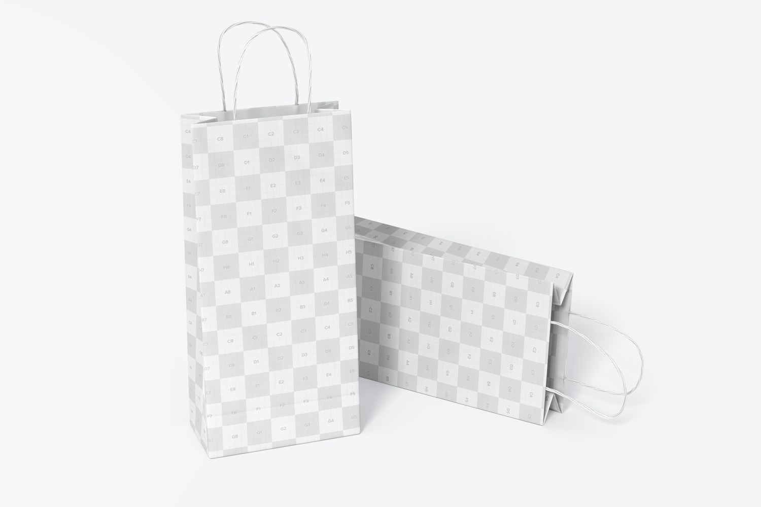 Thin Paper Shopping Bags Mockup, Perspective