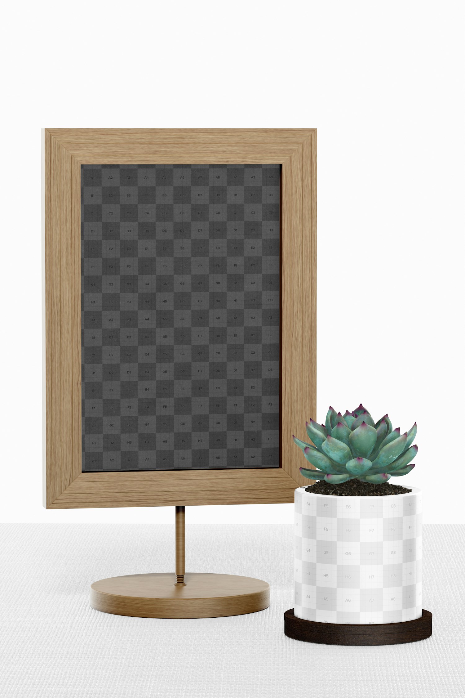 Table Board Sign Mockup, with Plant