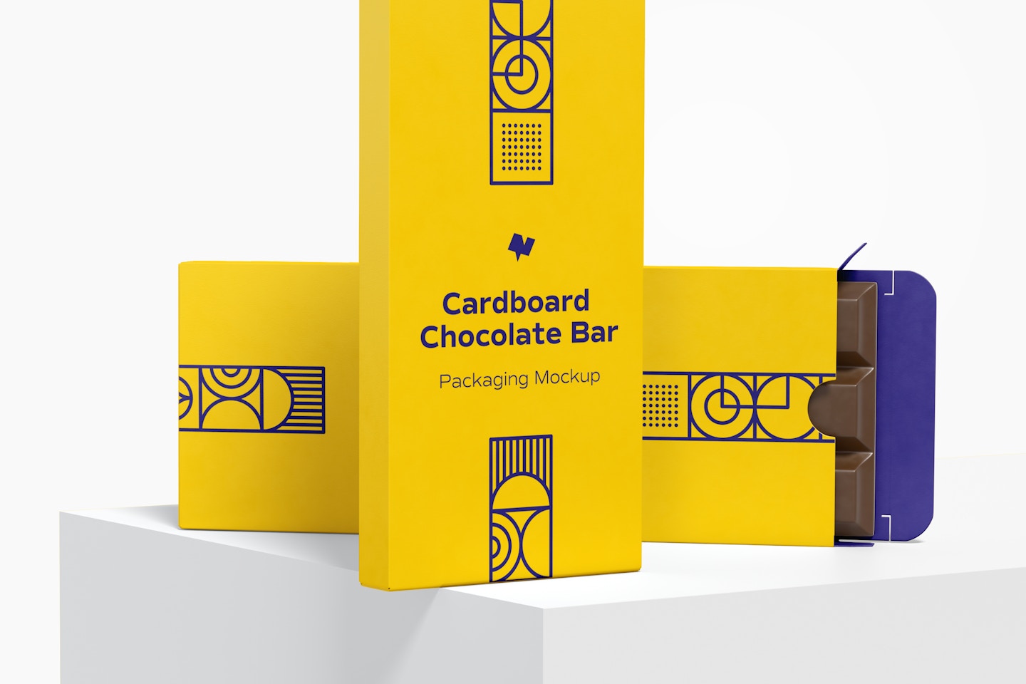Cardboard Chocolate Bar Packaging Mockup, Dropped