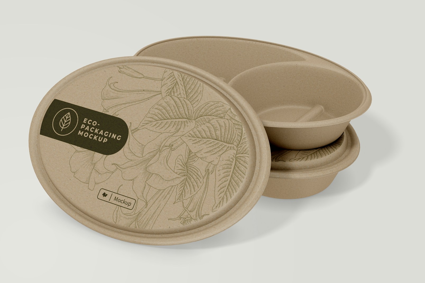 Oval Food Container Set Mockup