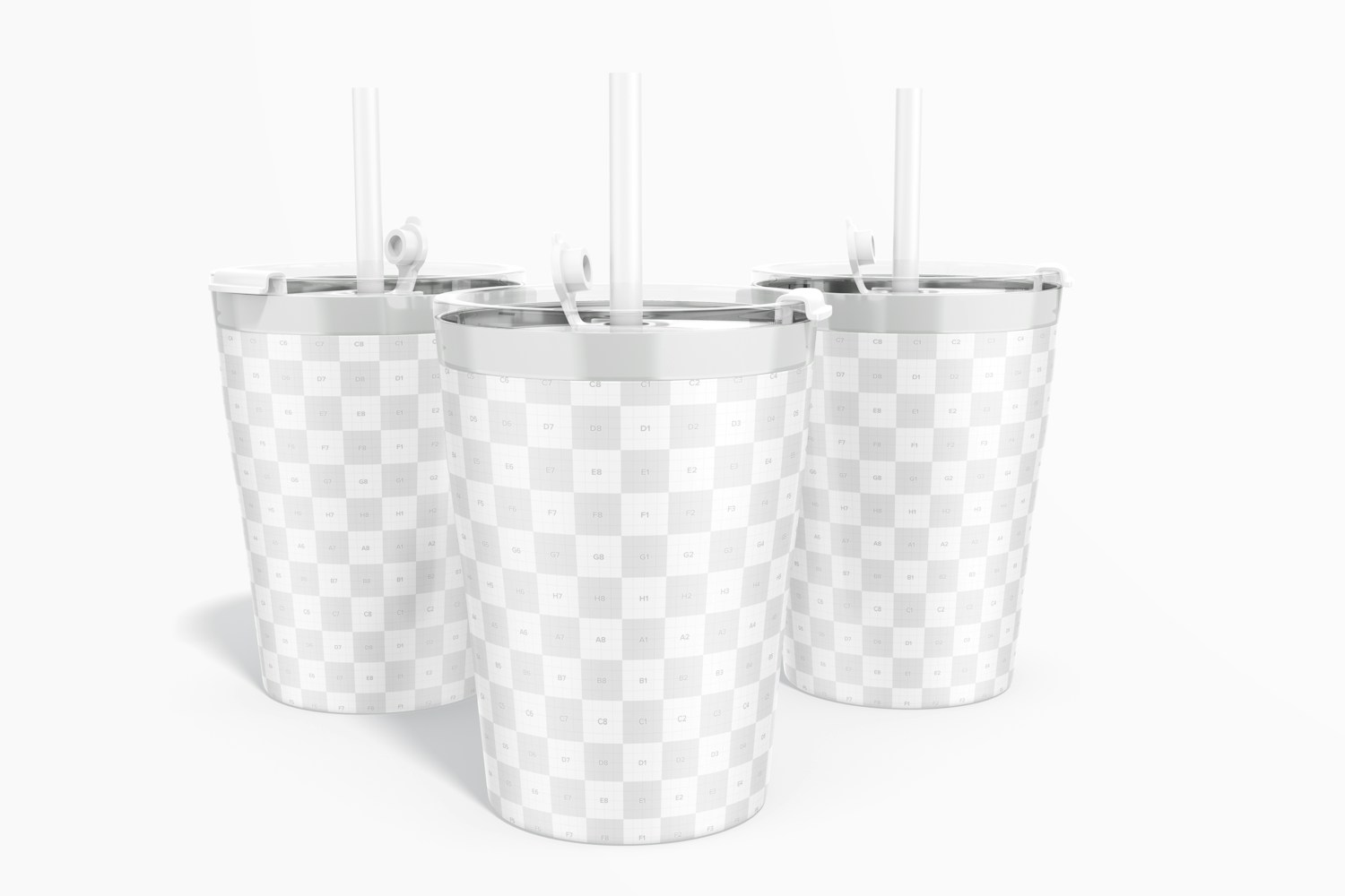 Stainless Aluminum Kids Cups Set Mockup