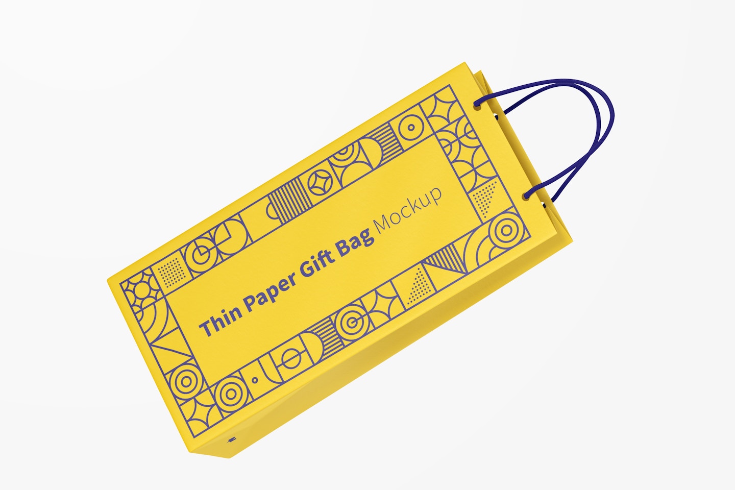 Thin Paper Gift Bag With Rope Handle Mockup, Floating