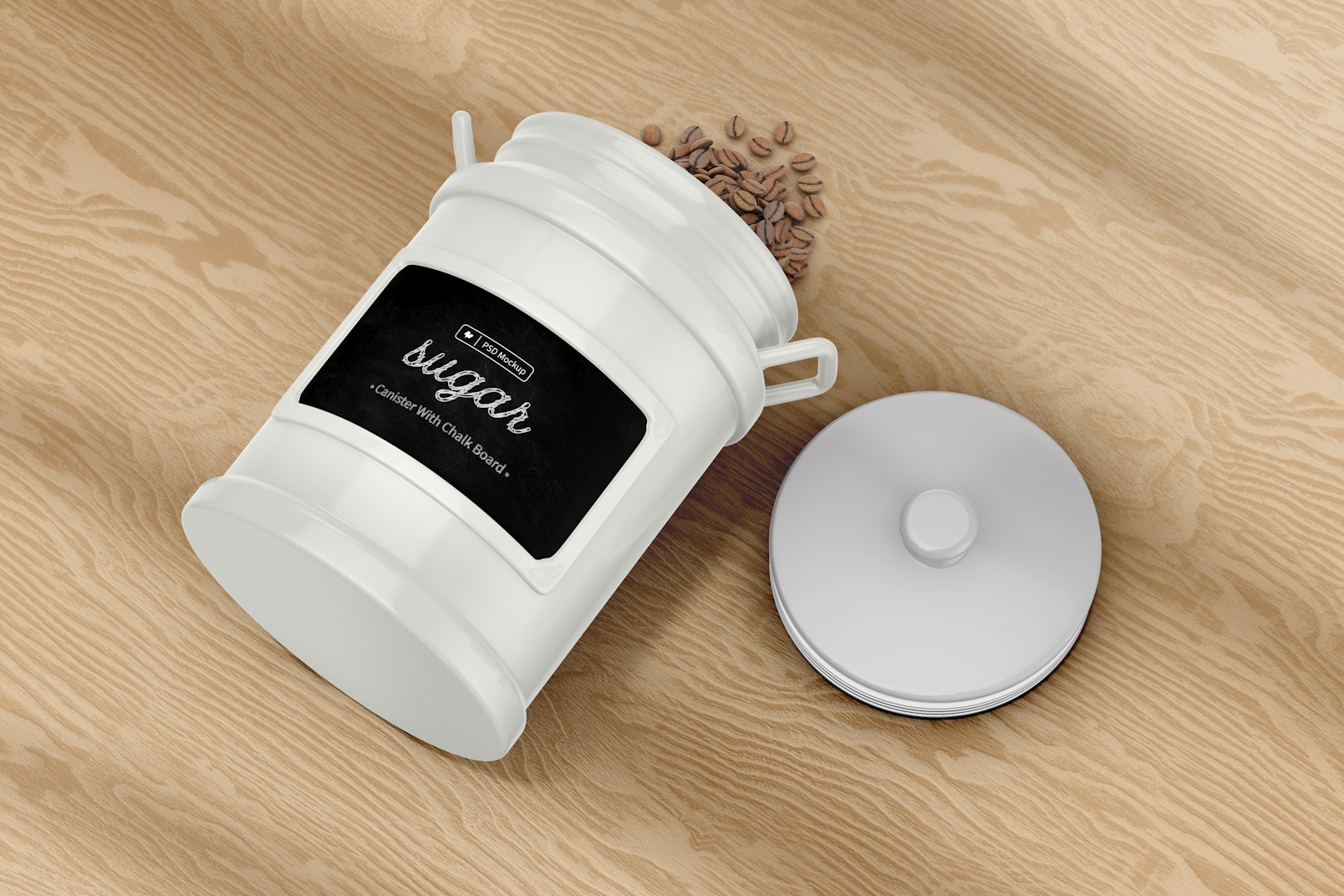 Canister with Chalk Board Mockup, Top View