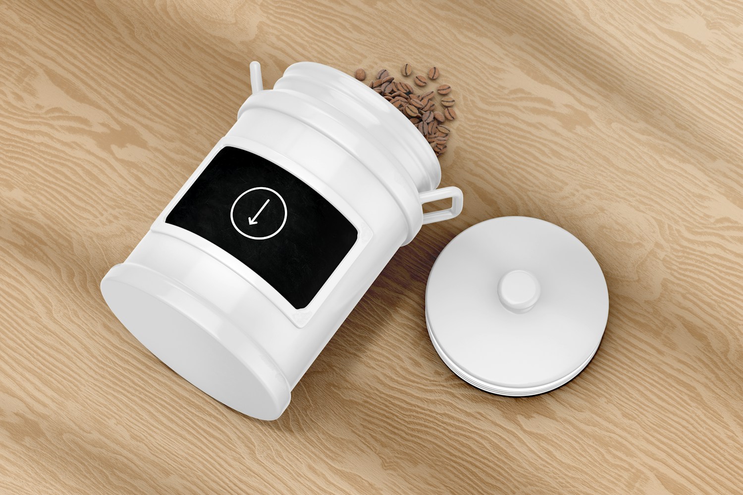 Canister with Chalk Board Mockup, Top View