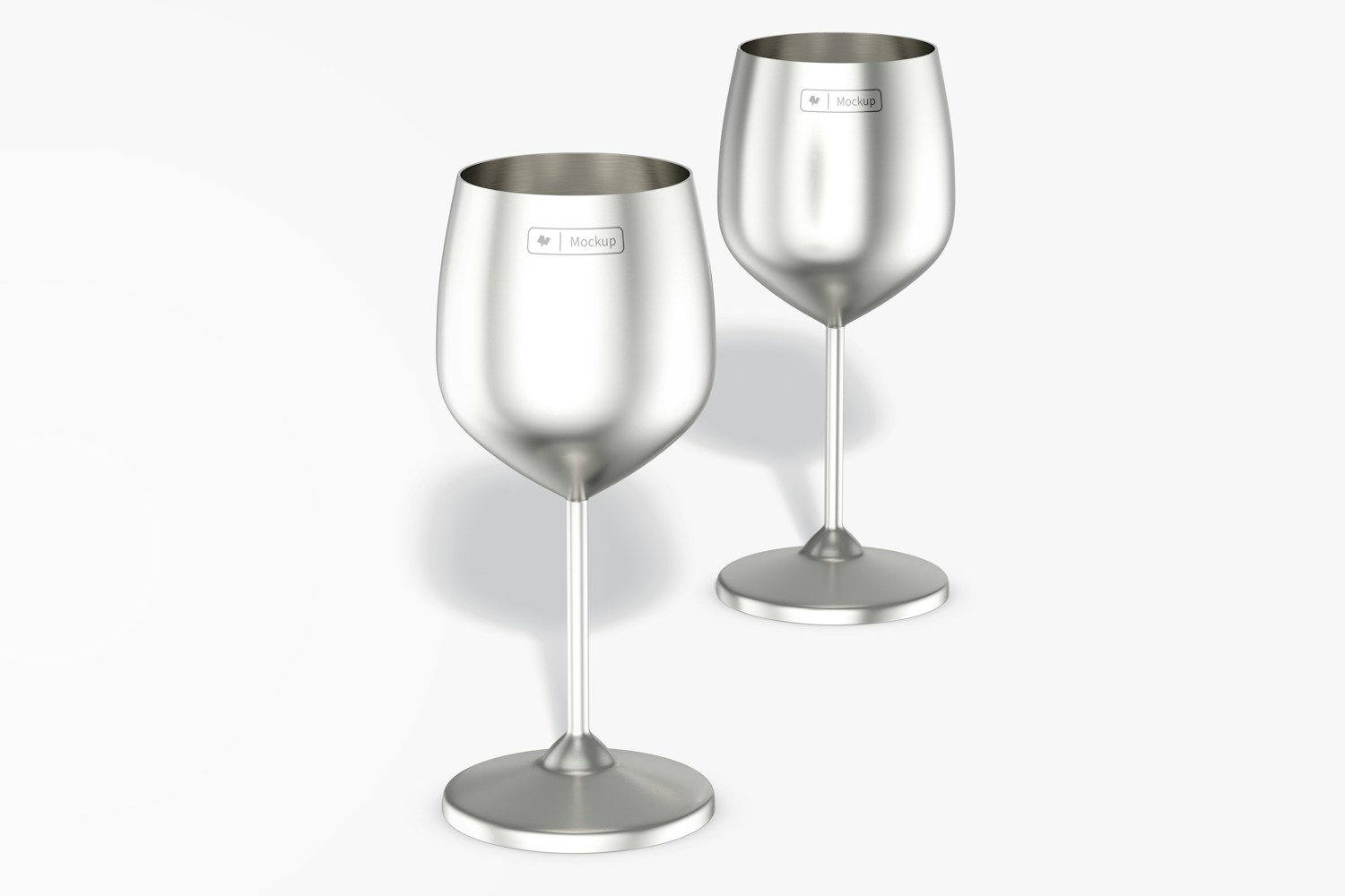 Stainless Steel Wine Glasses Mockup