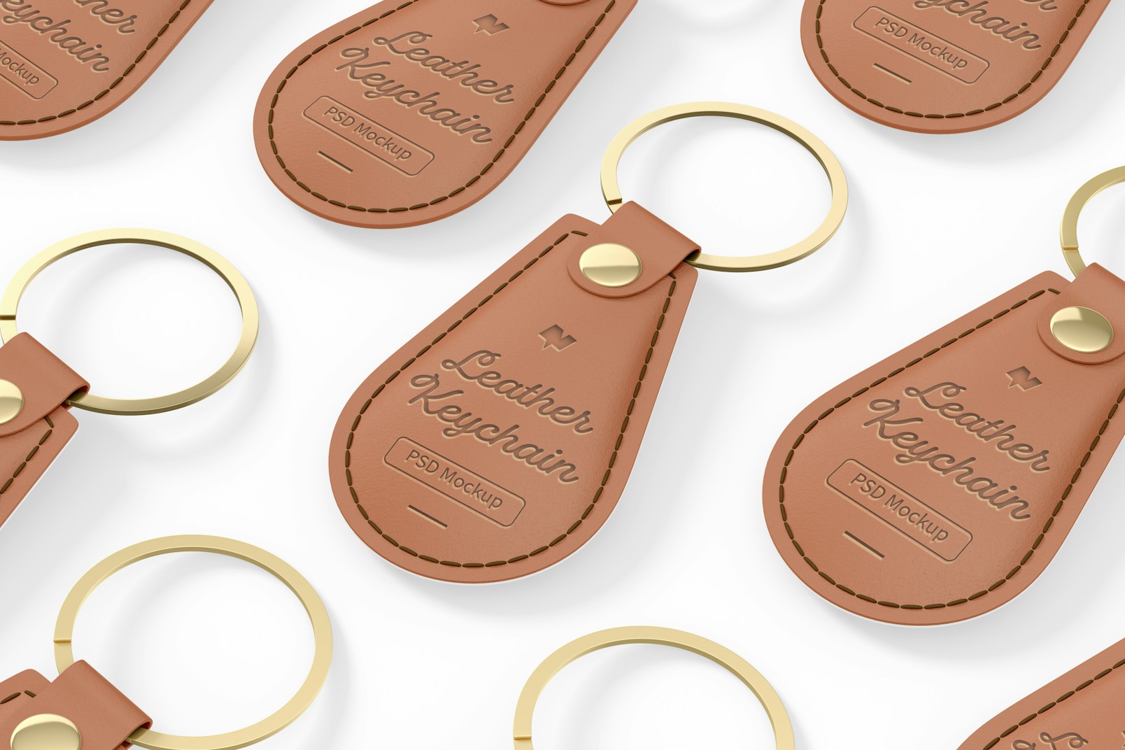 Leather Keychains with Button Mockup