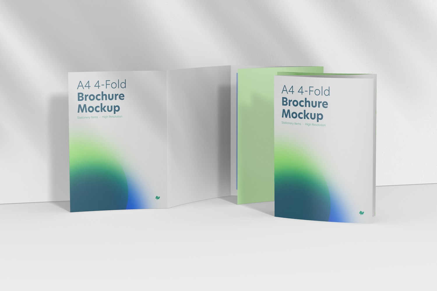 A4 4-Fold Brochures Mockup, Front View