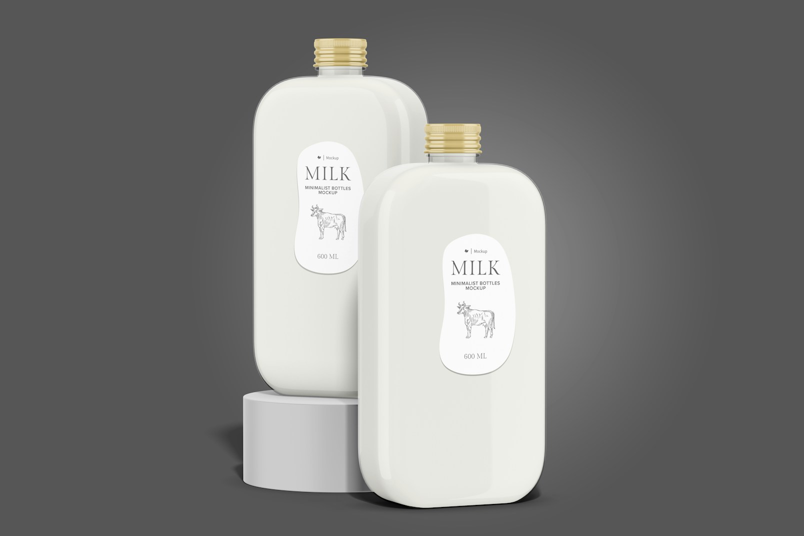 Milk Bottles with Round Corners Mockup