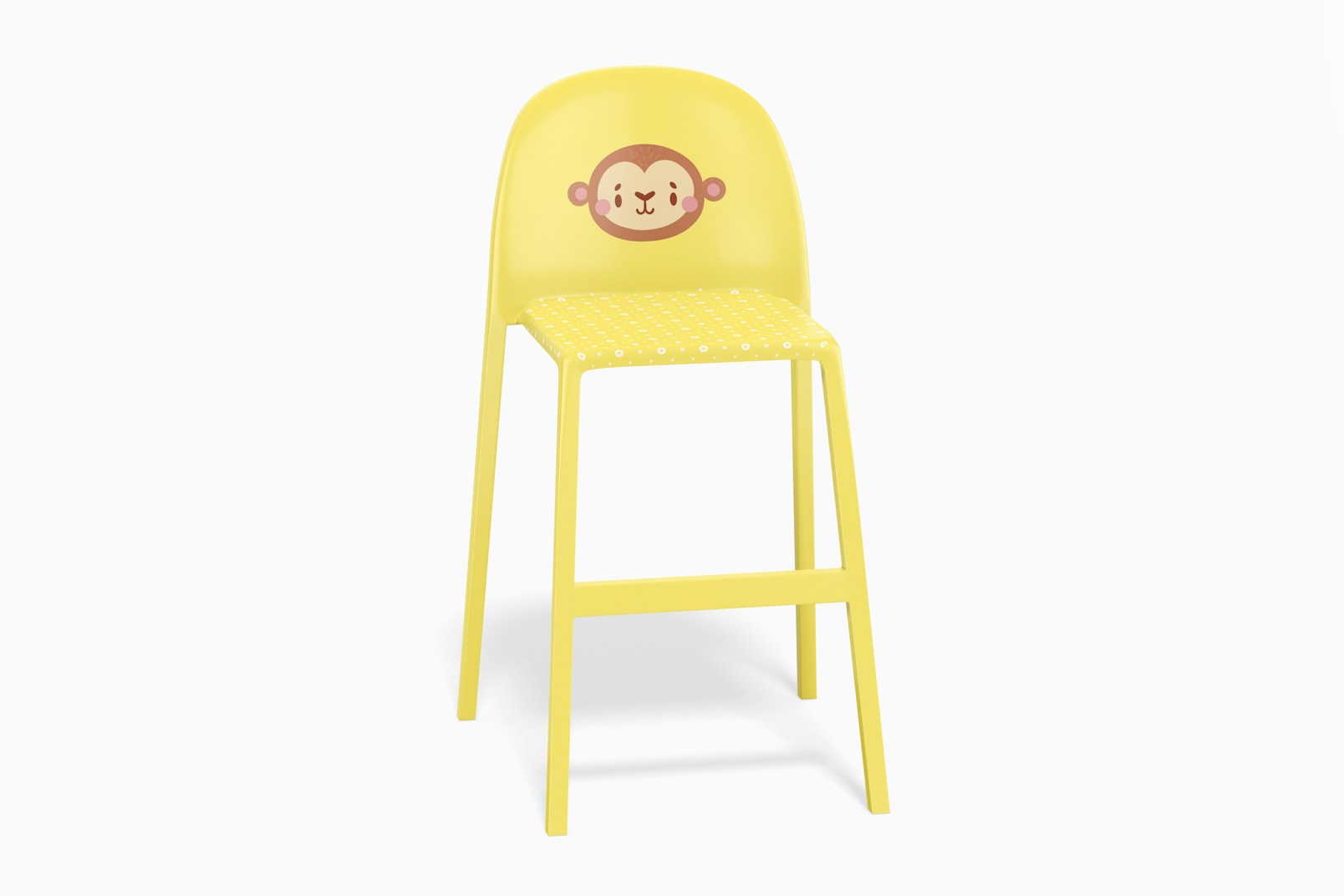 Plastic High Chair for Kids Mockup, Front View