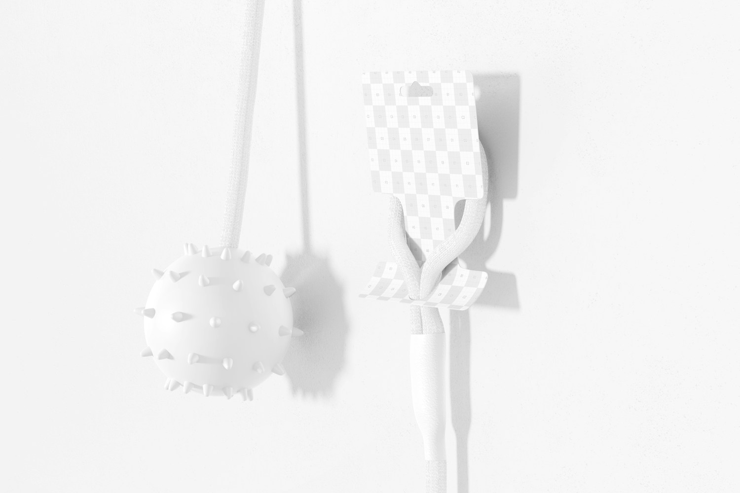 Ball on Rope Toy Blister Mockup, Hanging on Wall