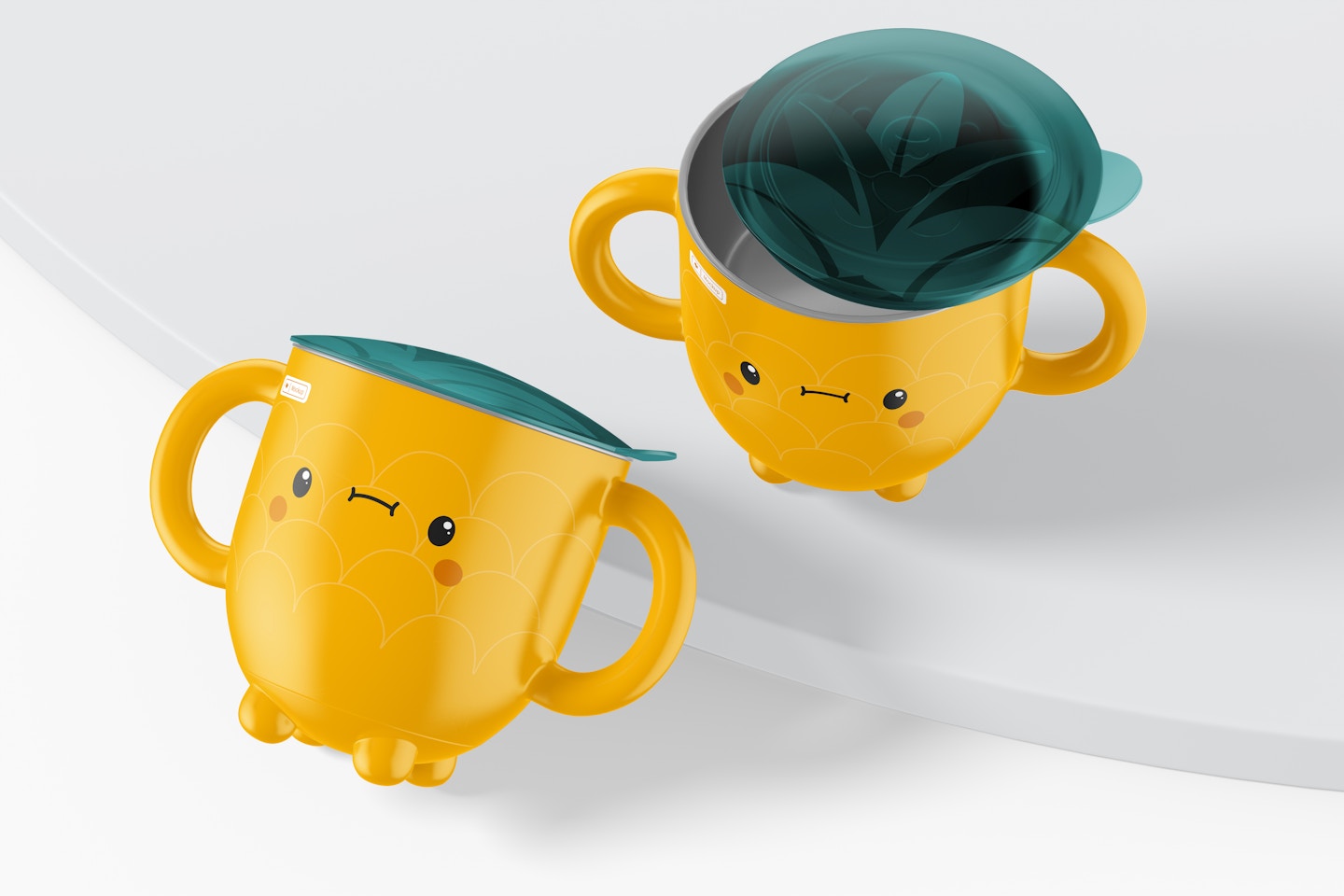 Stainless Steel Baby Mugs Mockup, Perspective