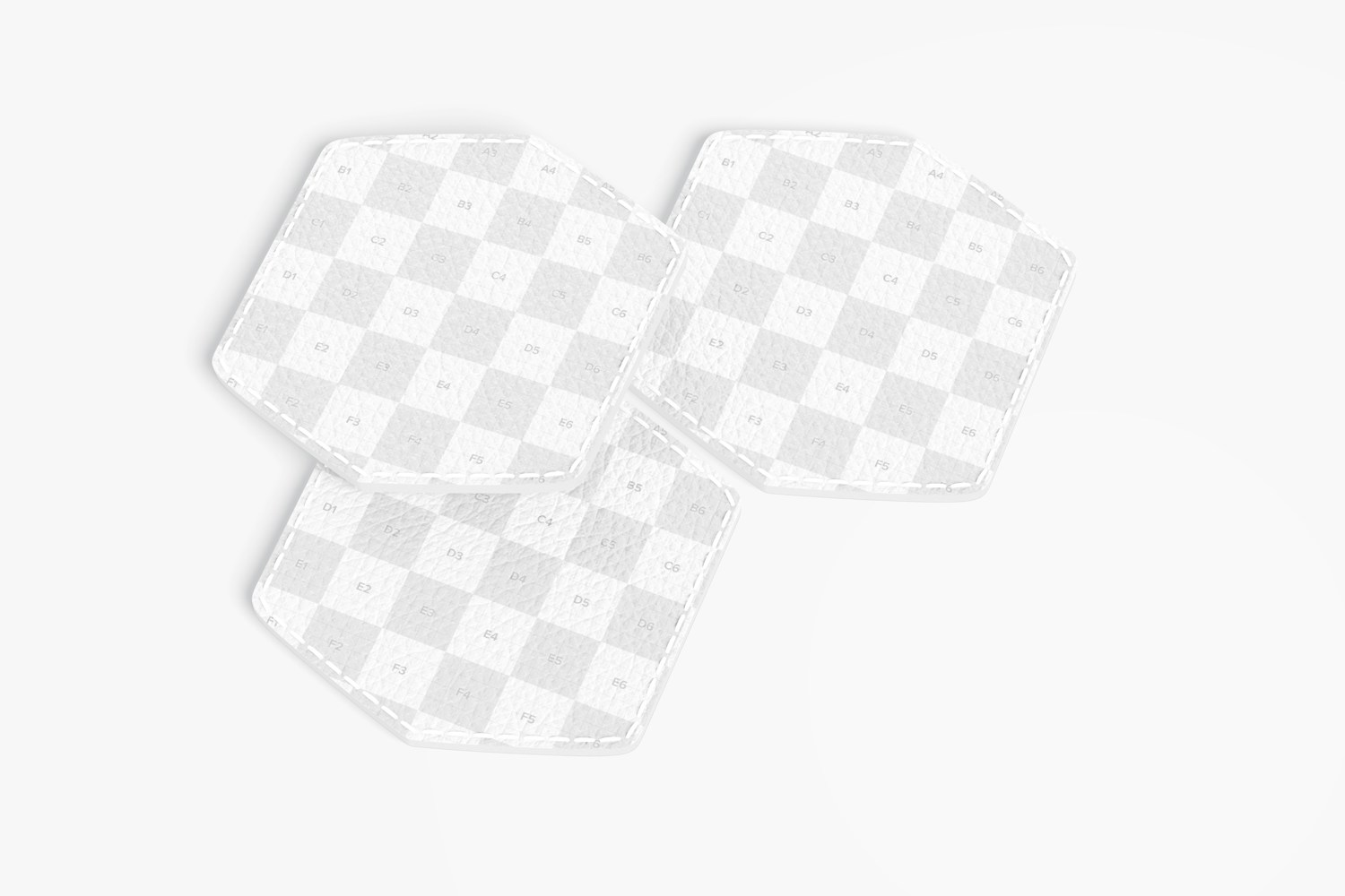 Hexagon Leather Clothing Tags Mockup, Top View