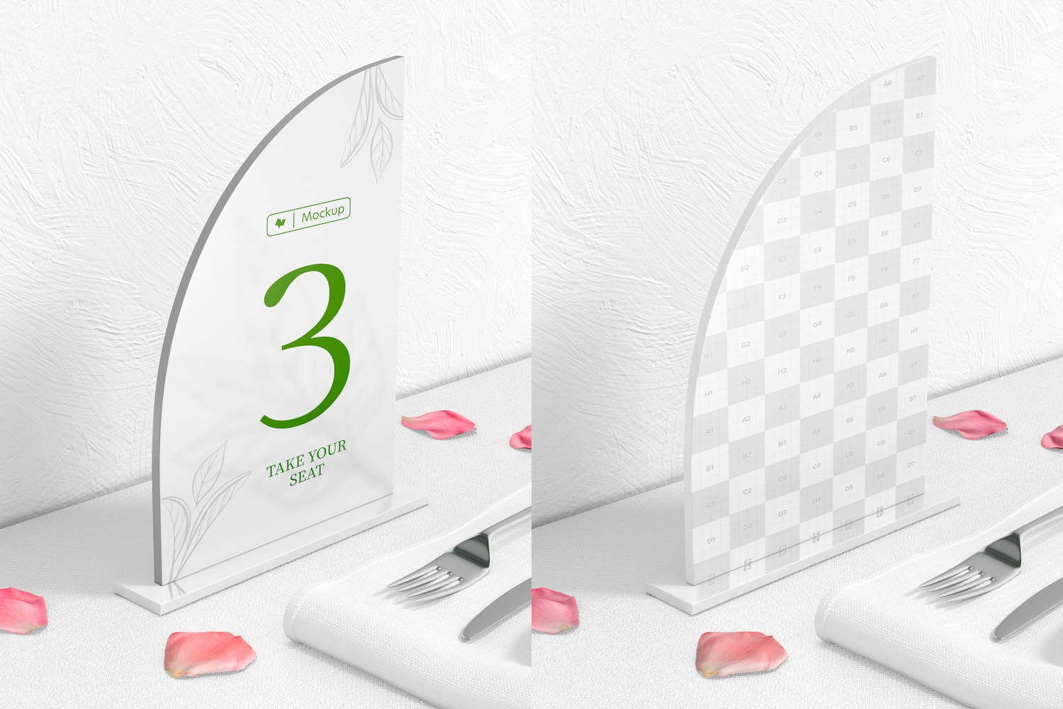 Half Arch Table Sign Mockup, Top View