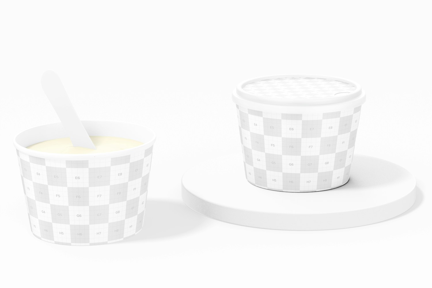 Ice Cream Cups With Spoon Mockup