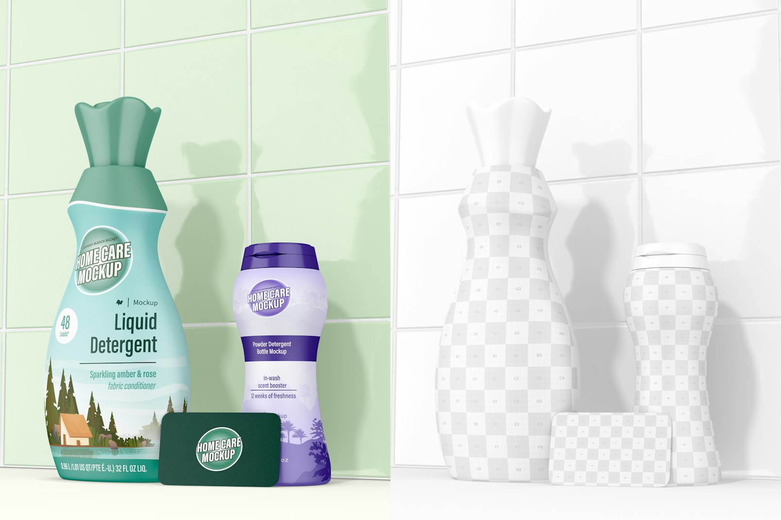 Cleaning Products with Stationery Mockup