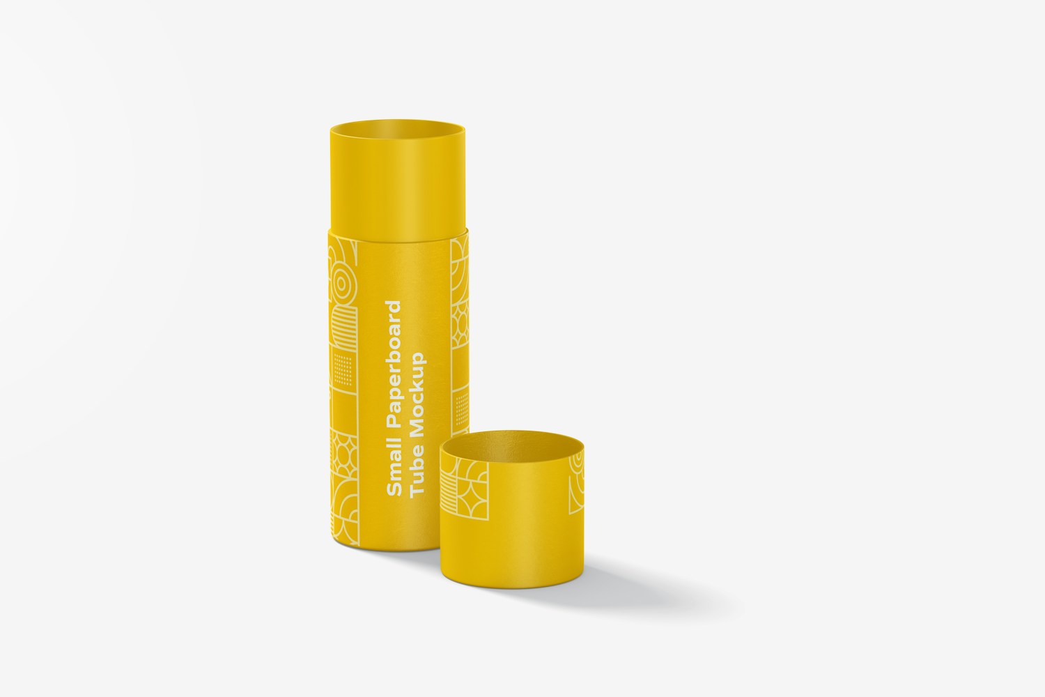 Small Paperboard Tube Mockup, Opened Small Paperboard Tube Mockup, Opened
