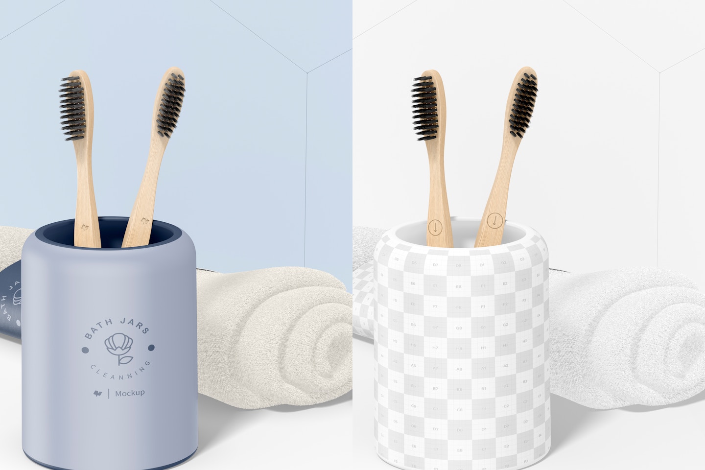 Multipurpose Cup Mockup, with Toothbrushes