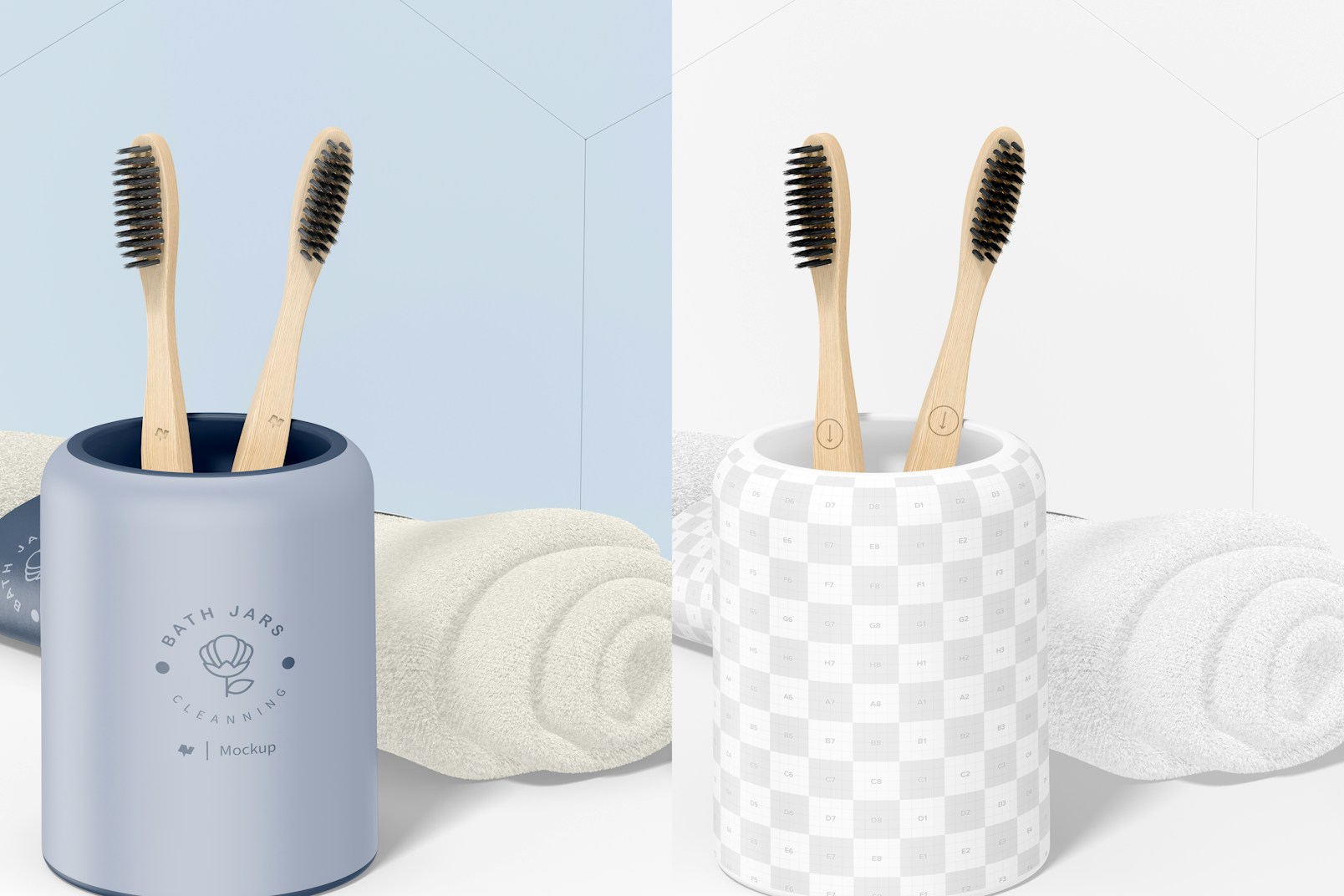Multipurpose Cup Mockup, with Toothbrushes