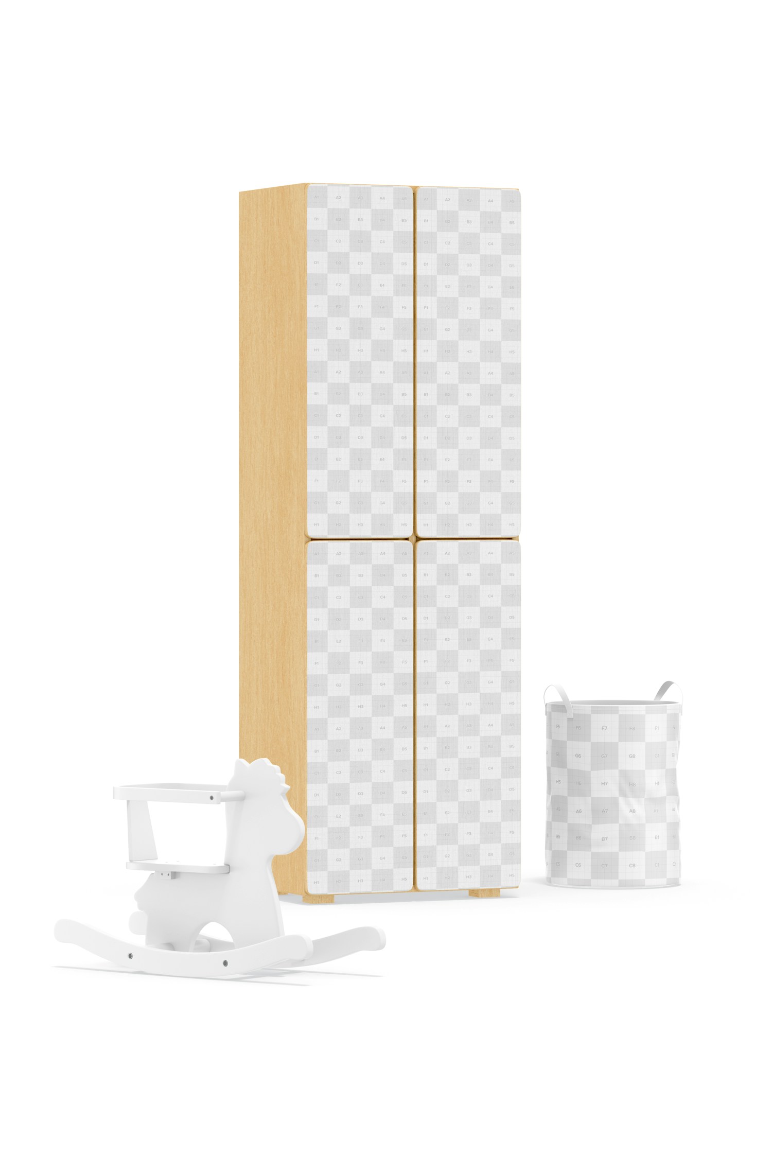 Childrens Tall Wardrobes with Toys Mockup Childrens Tall Wardrobes with Toys Mockup