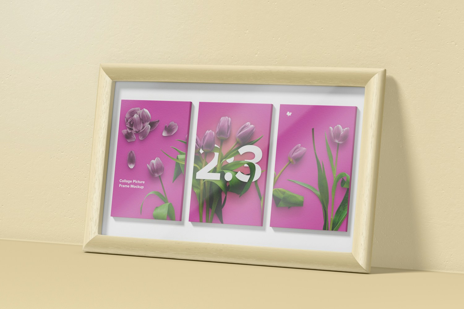 2:3 Collage Picture Frame Mockup, Leaned