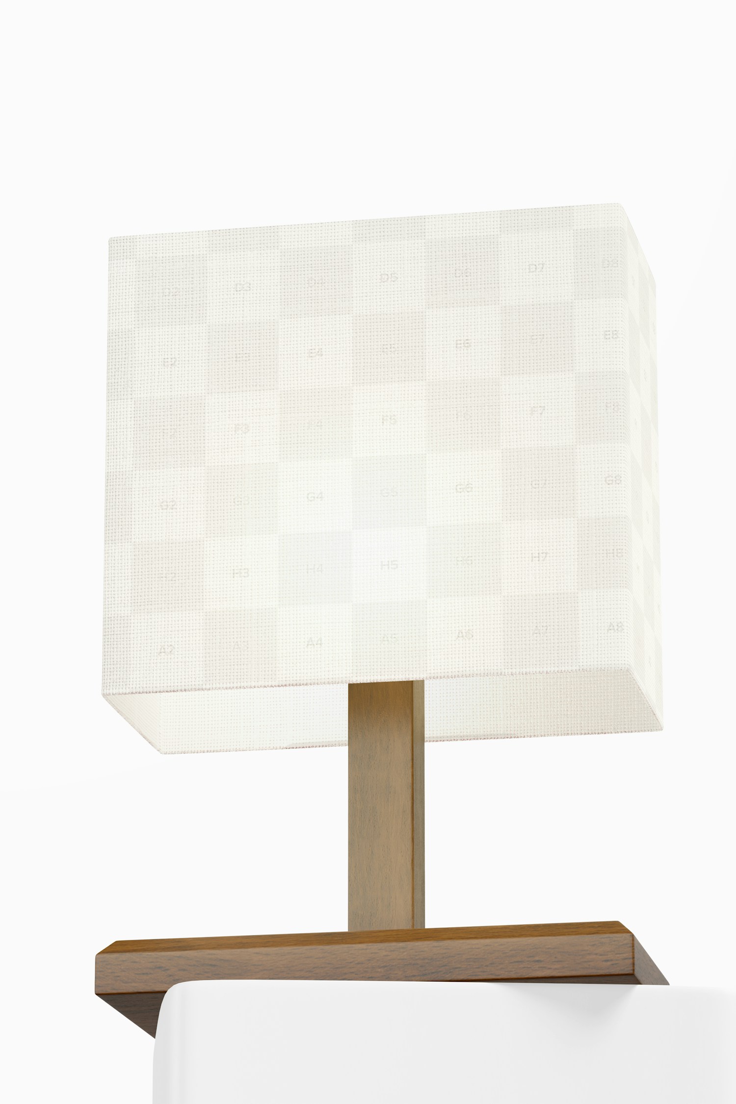 Rectangular Wood Table Lamp Mockup, Low Angle View