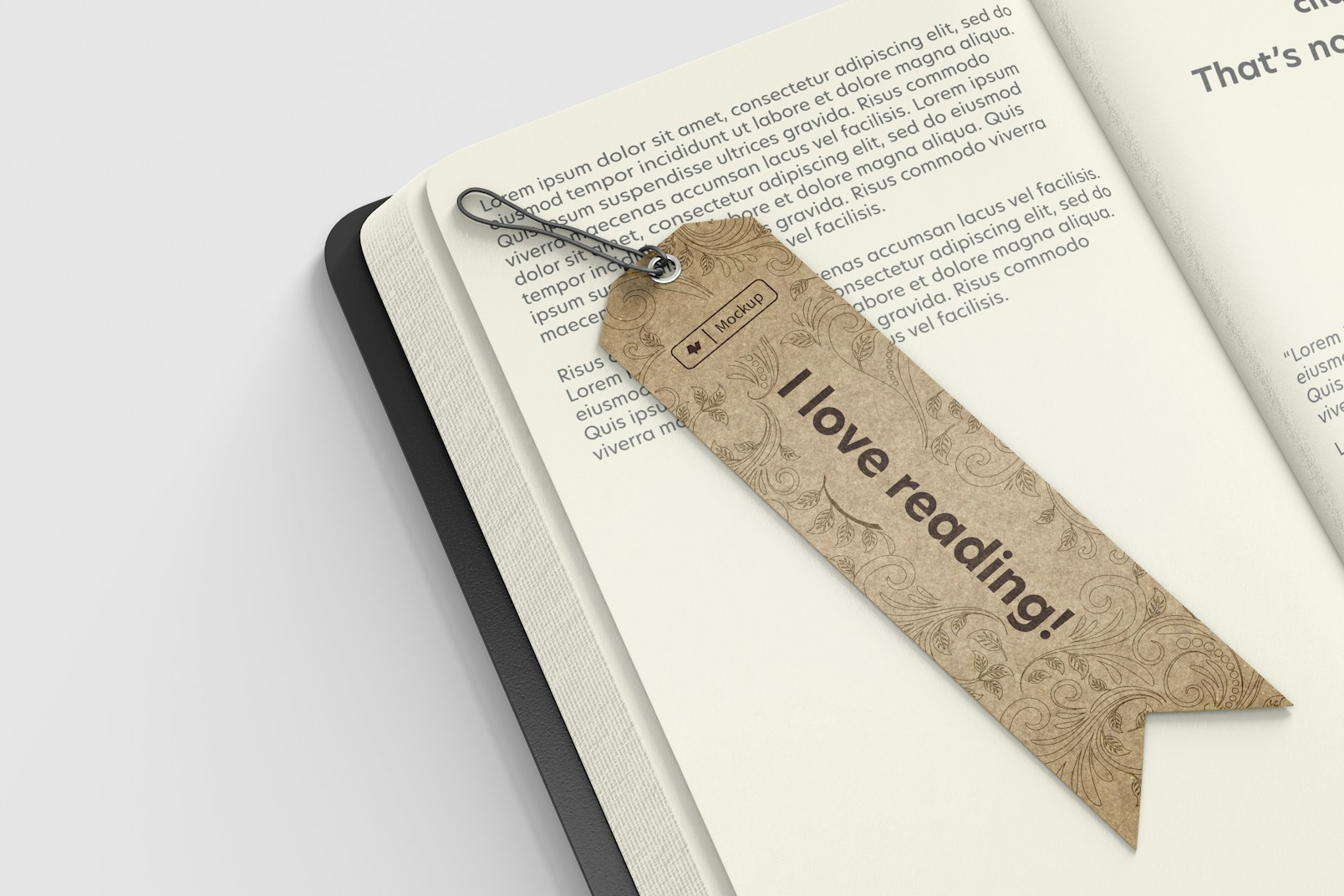 Kraft Bookmark Mockup, with Book