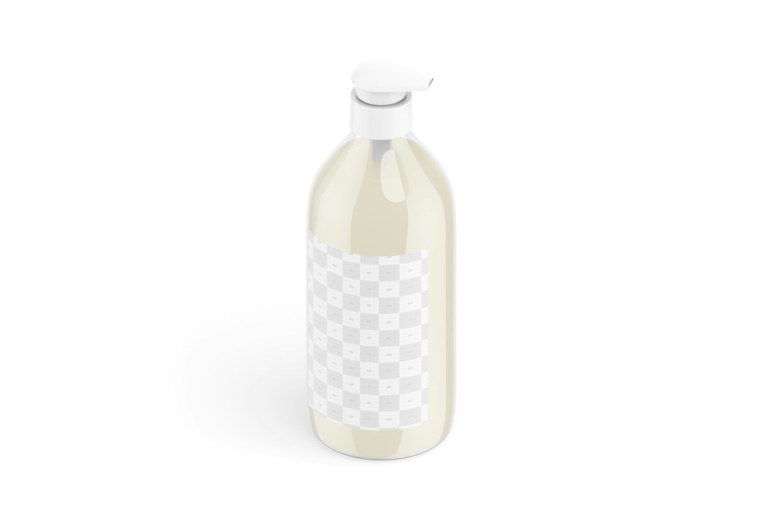 Body Lotion Clear Bottle Mockup, Isometric Right View