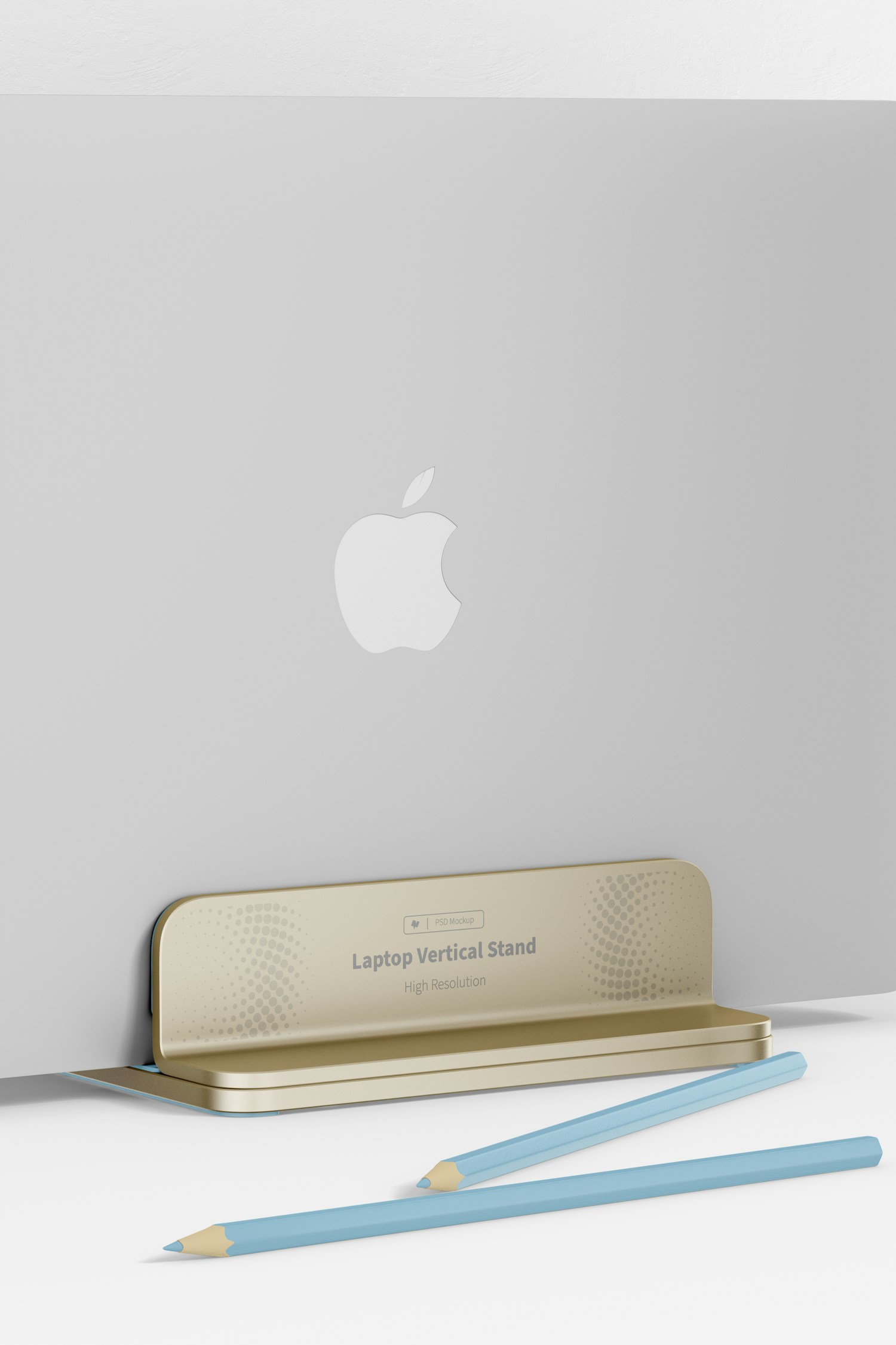 Laptop Vertical Stand Mockup, Perspective View