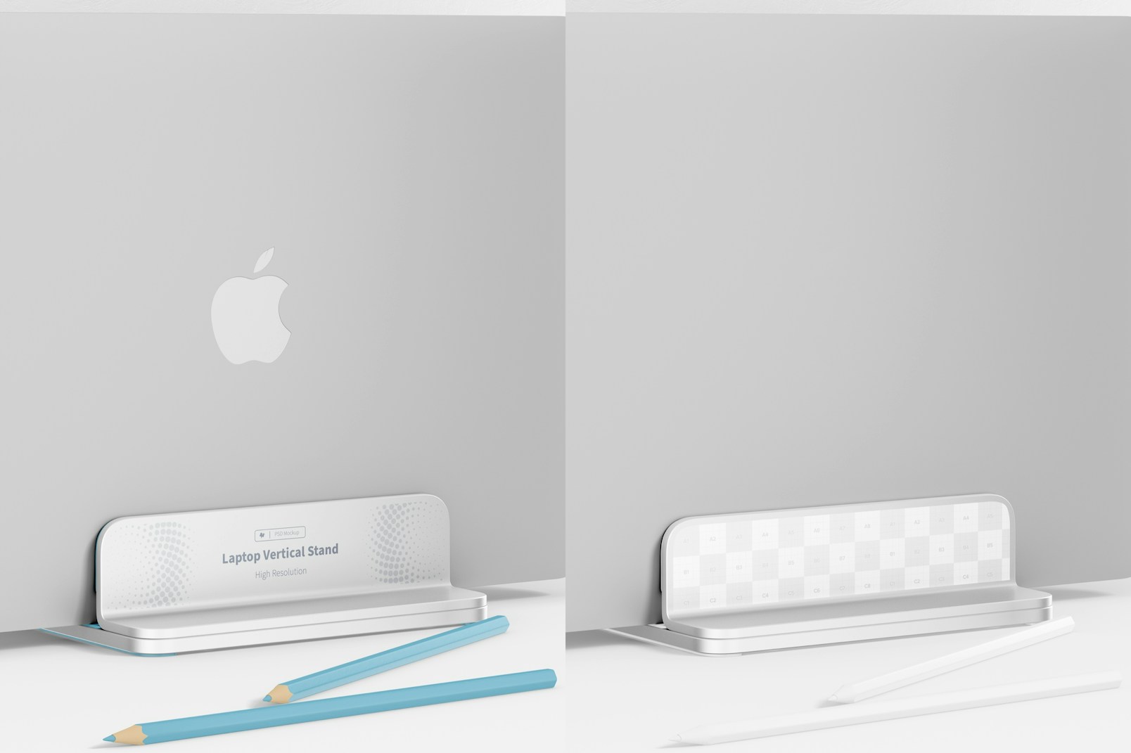 Laptop Vertical Stand Mockup, Perspective View