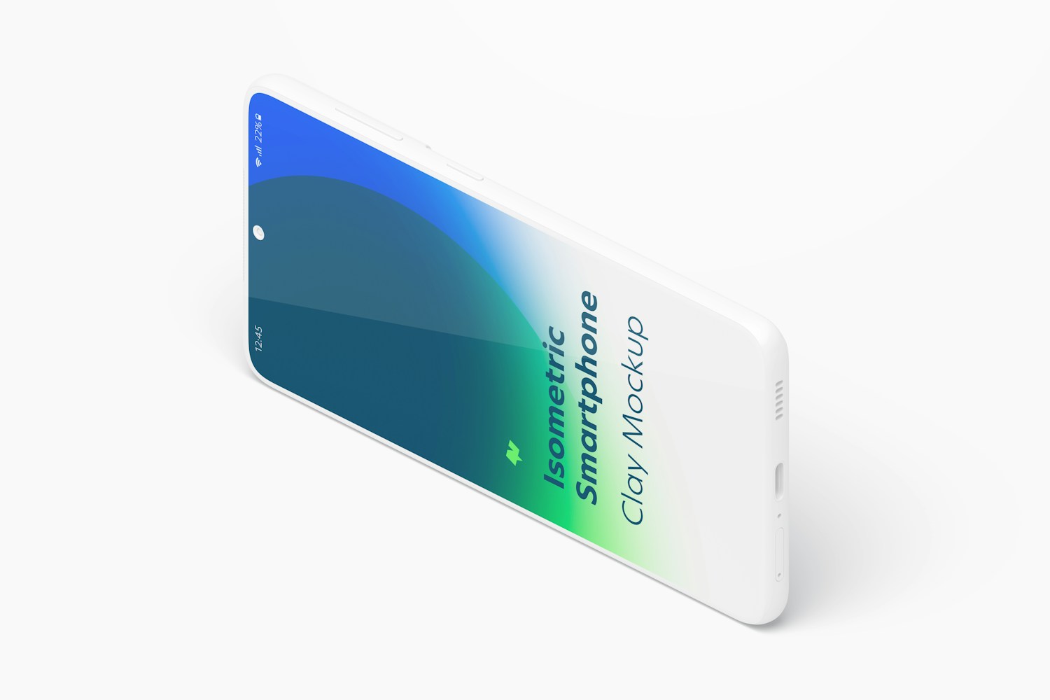Maqueta de Samsung S21 Isométrico Multicolor, Vista Derecha Horizontal