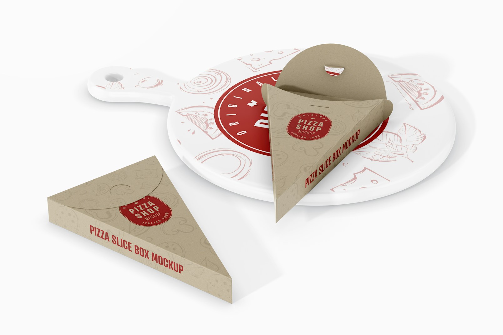 Pizza Slice Boxes Mockup, Opened and Closed