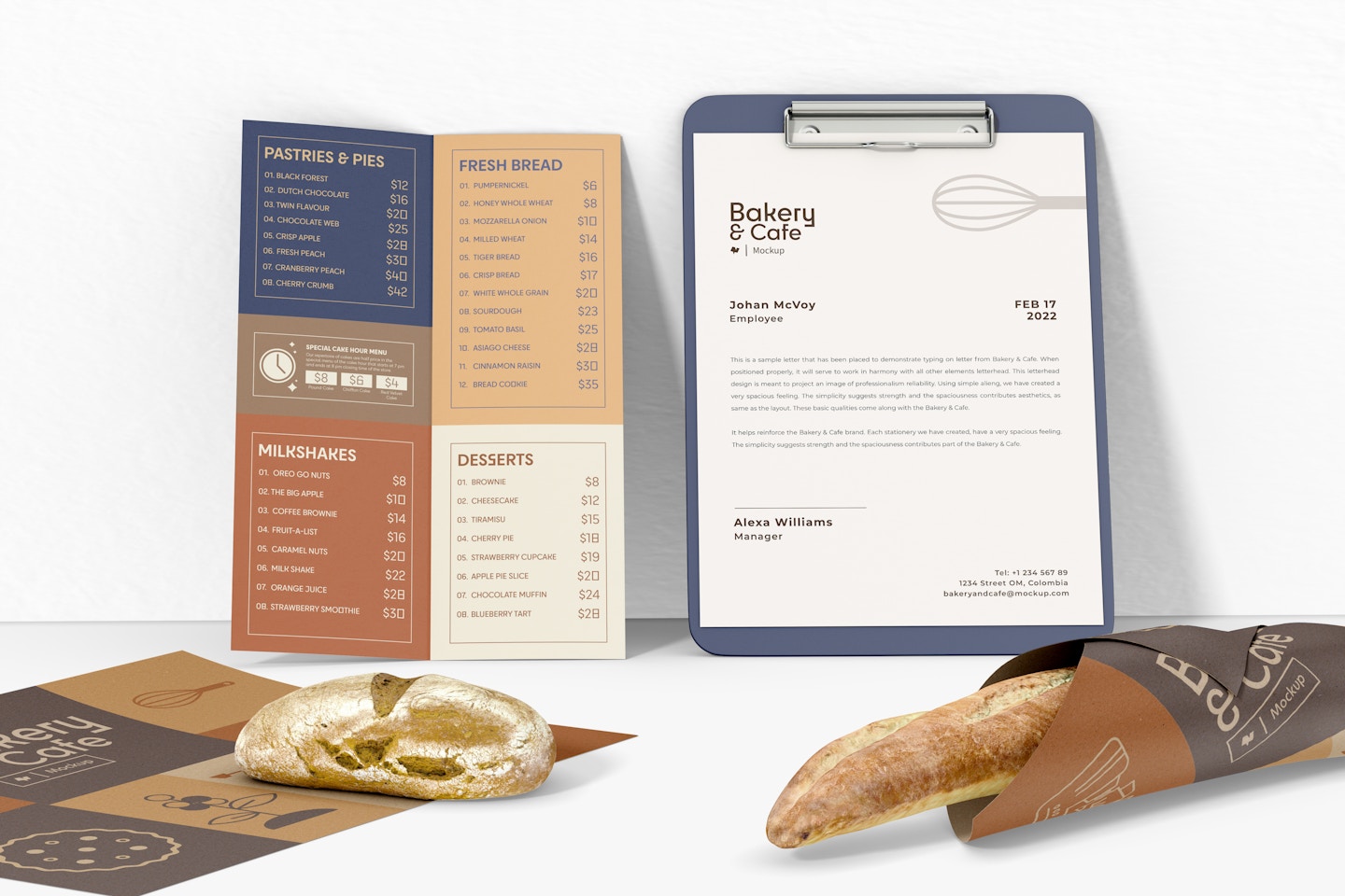 Bakery Stationery with Mockup, Front View