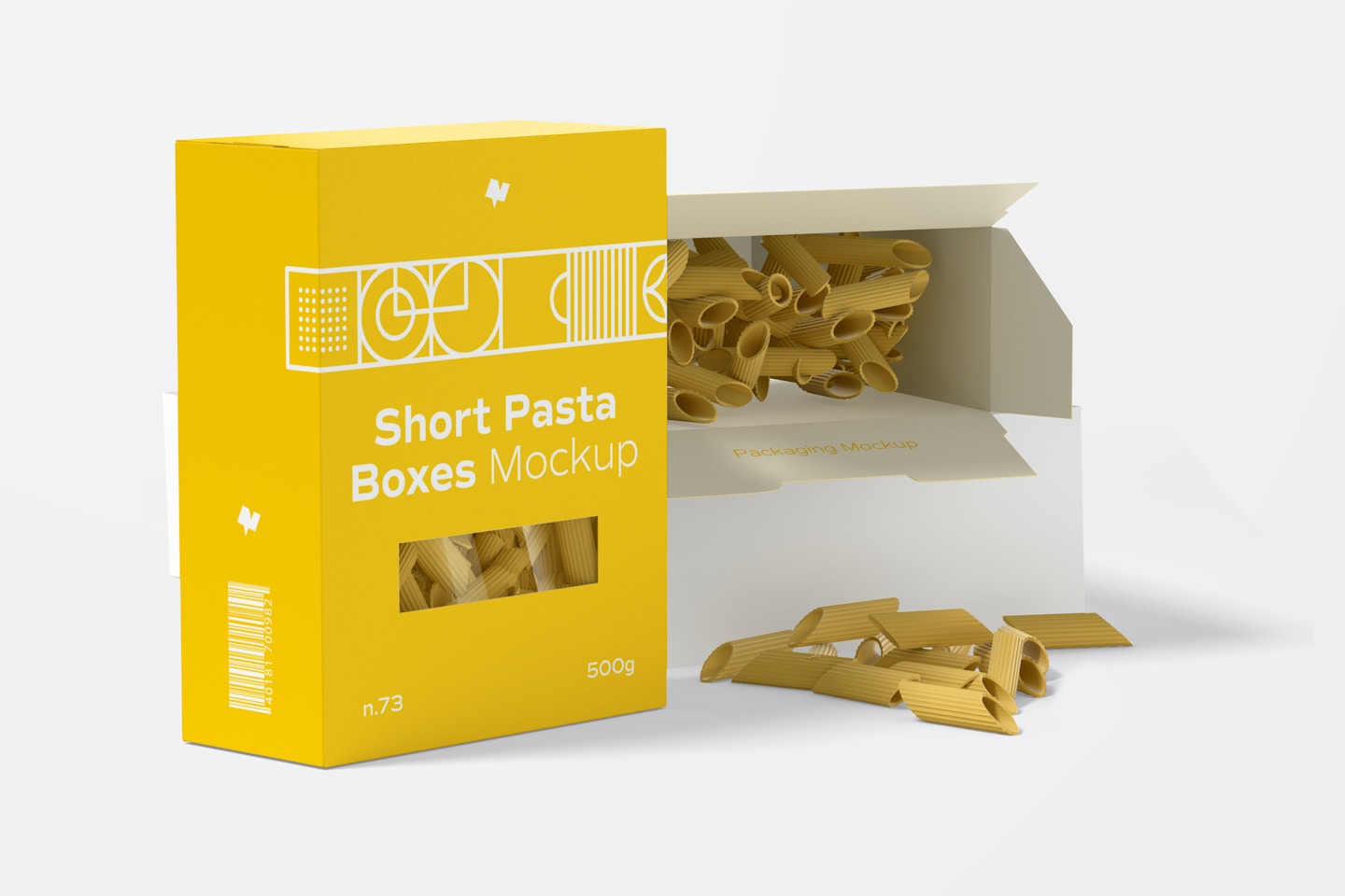 Short Pasta Boxes Mockup, Perspective
