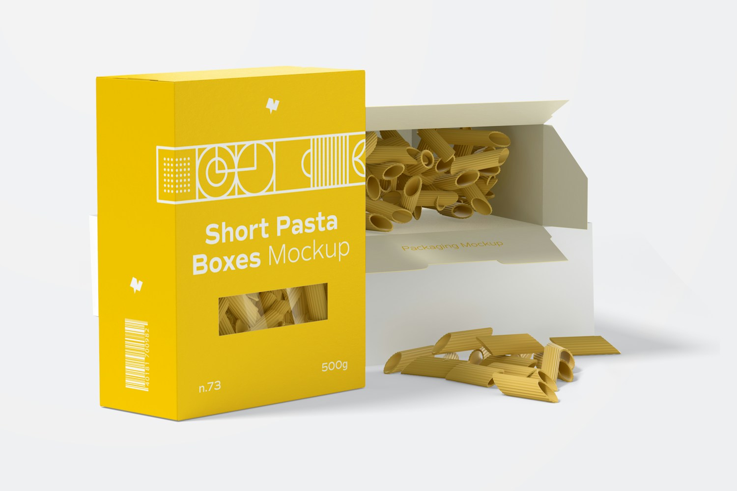Short Pasta Boxes Mockup, Perspective
