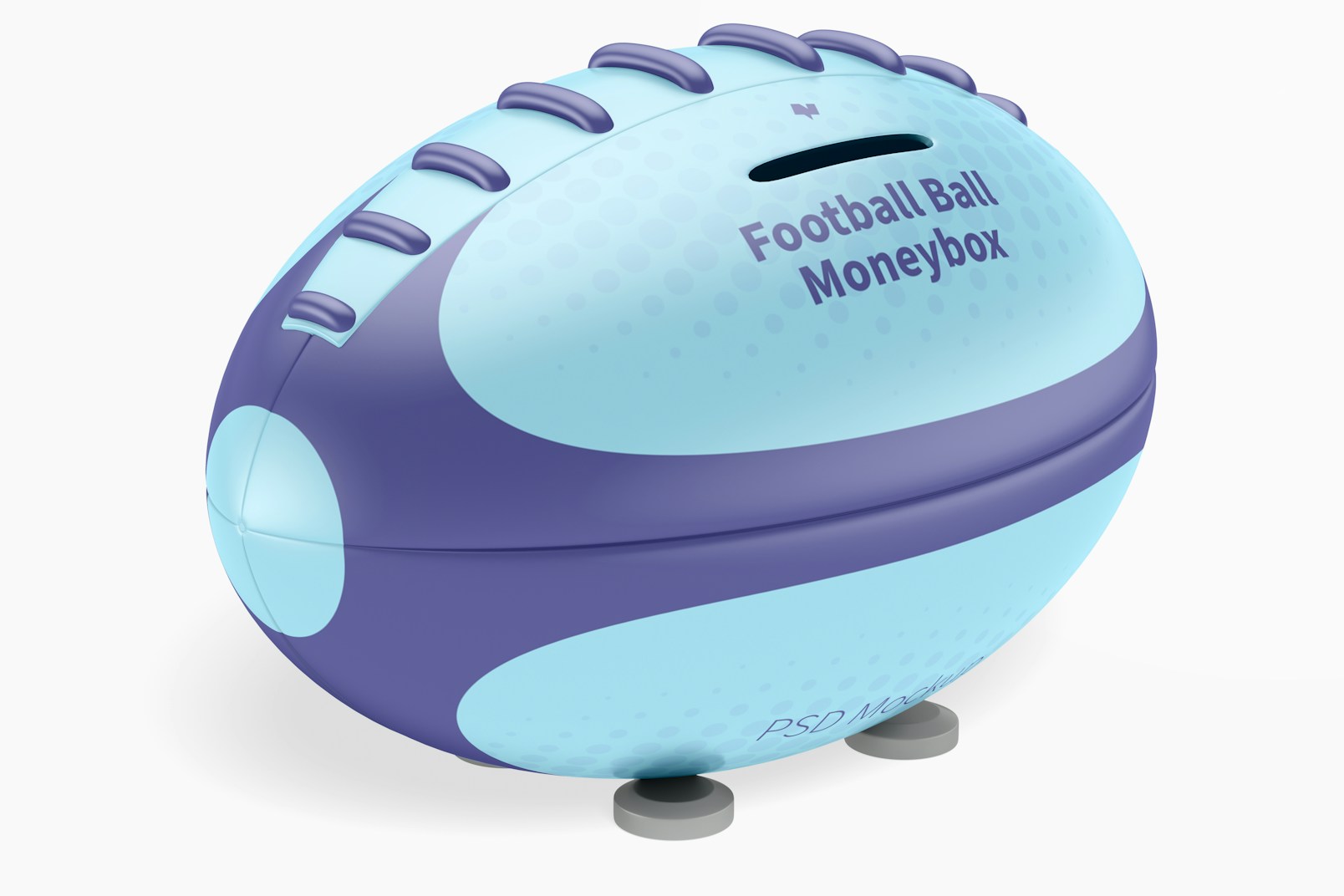 Metal Football Ball Moneybox Mockup, Perspective