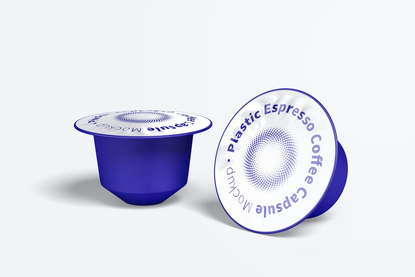Plastic Espresso Coffee Capsules Mockup, Standing and Dropped