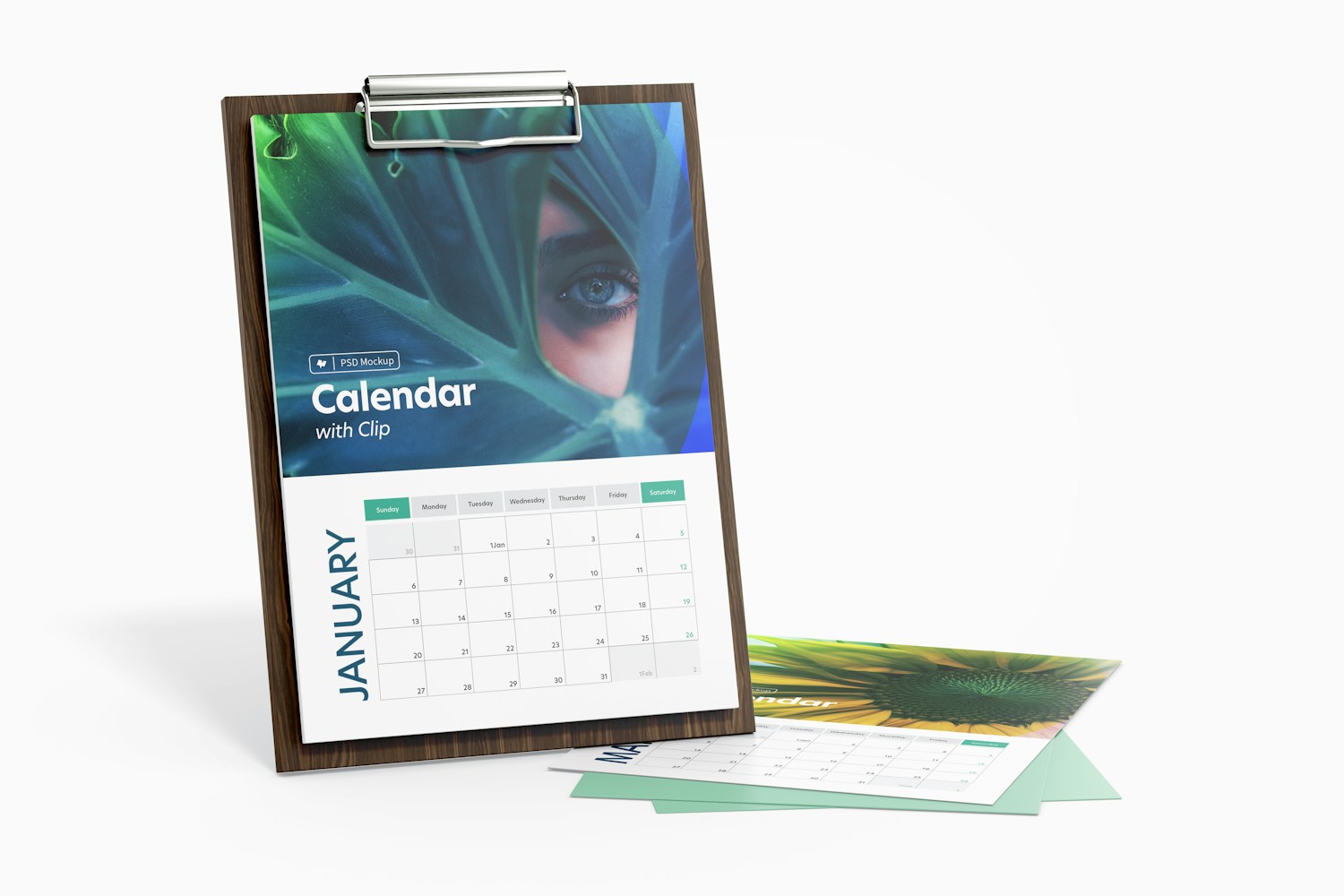 Calendar with Clip Mockup, Standing