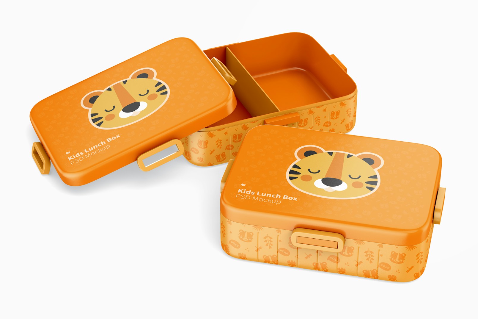 Kids Lunch Box Mockup, Opened and Closed