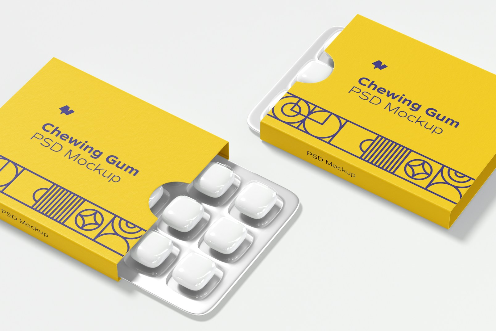 Chewing Gum Packaging Mockup, Left View