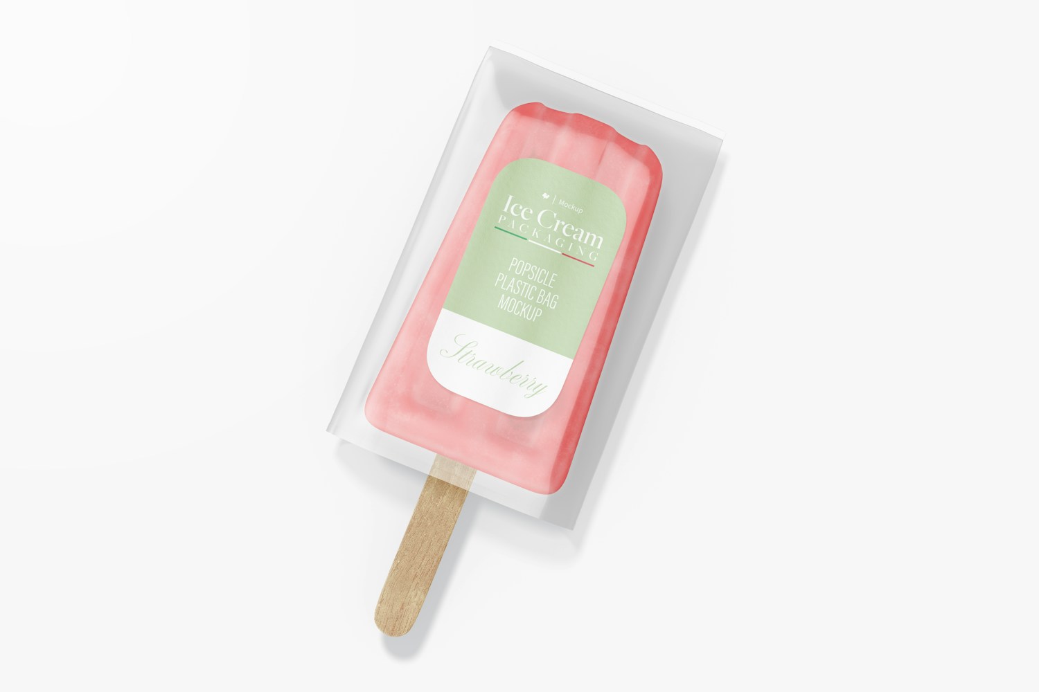 Popsicle Plastic Bag with Tag Mockup, Top View