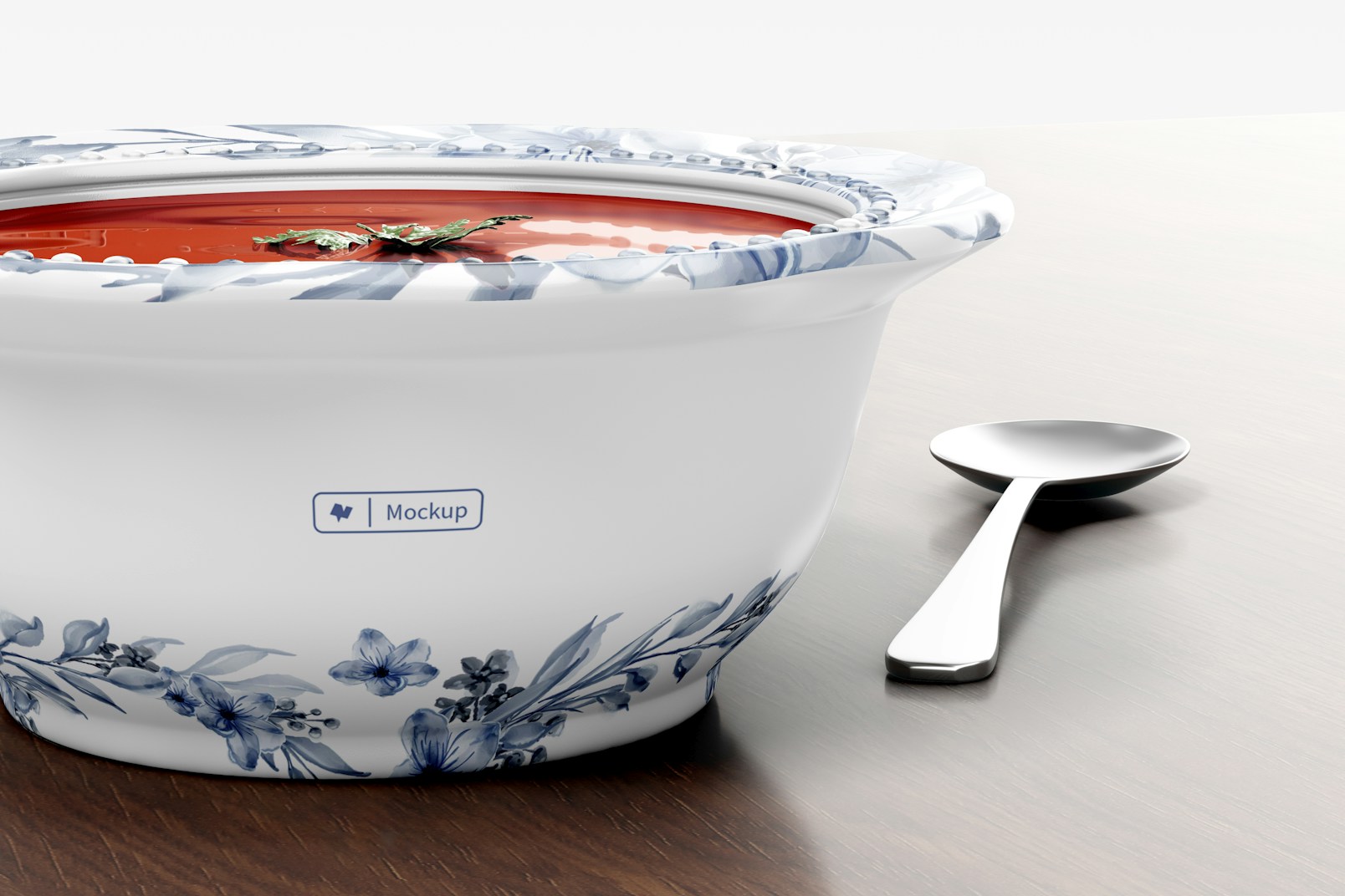 Retro Flower Bowl Mockup, Front View