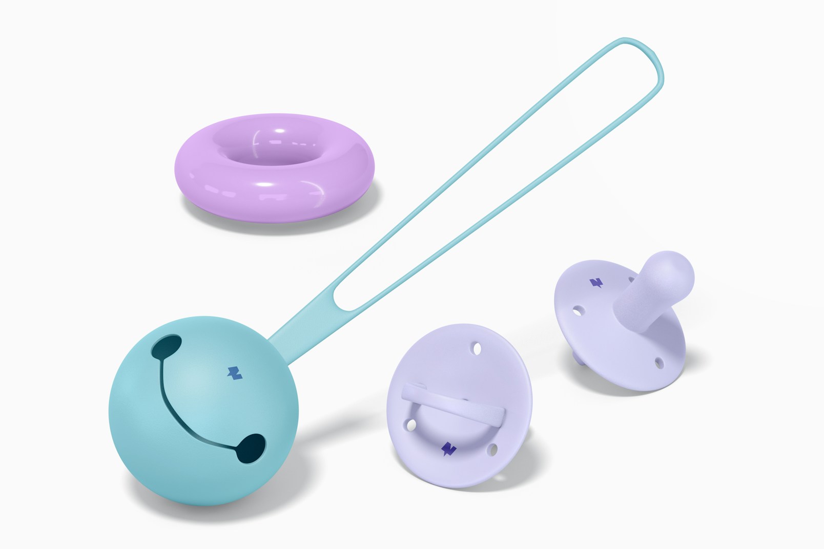 Silicone Baby Pacifiers with Case Mockup, Perspective