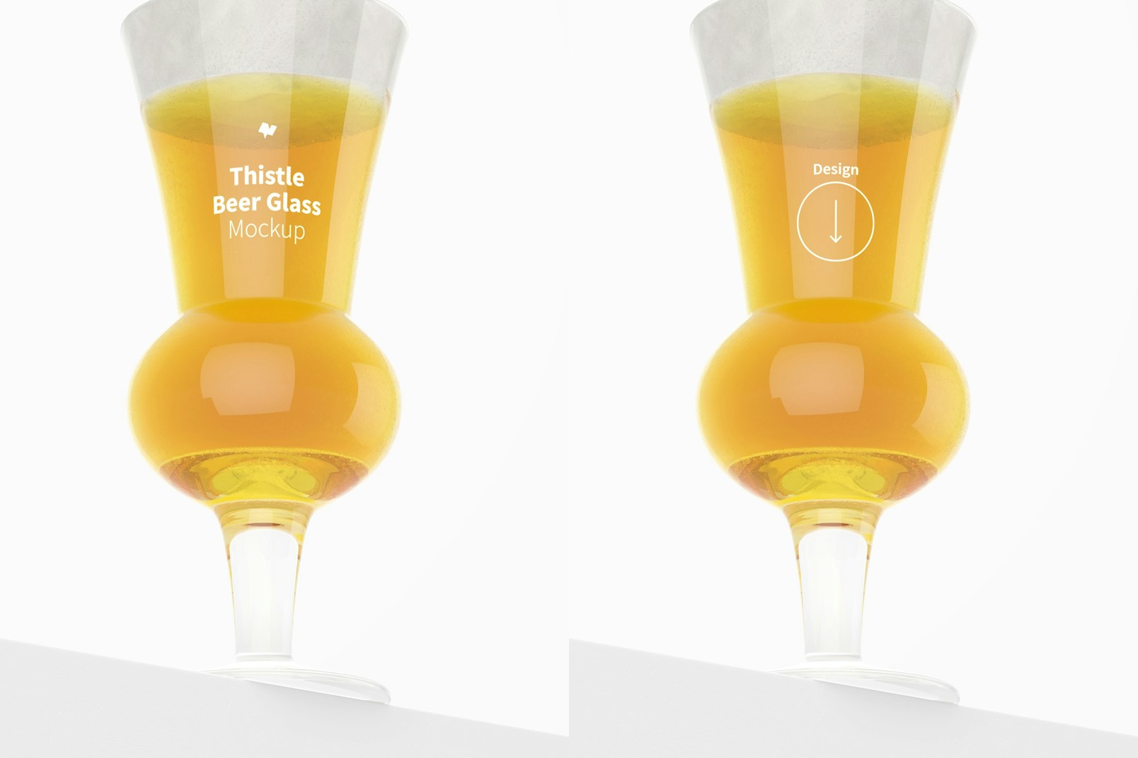 Thistle Beer Glass Mockup, Close Up