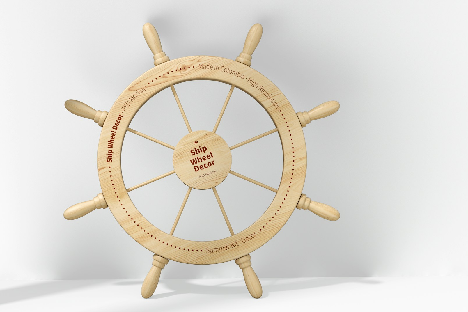 Ship Wheel Decor Mockup, Leaned