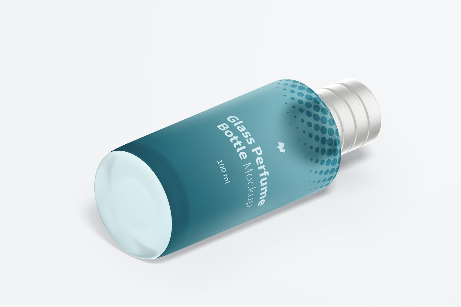 100 ml Glass Perfume Bottle Mockup, Isometric Right View 100 ml Glass Perfume Bottle Mockup, Isometric Right View