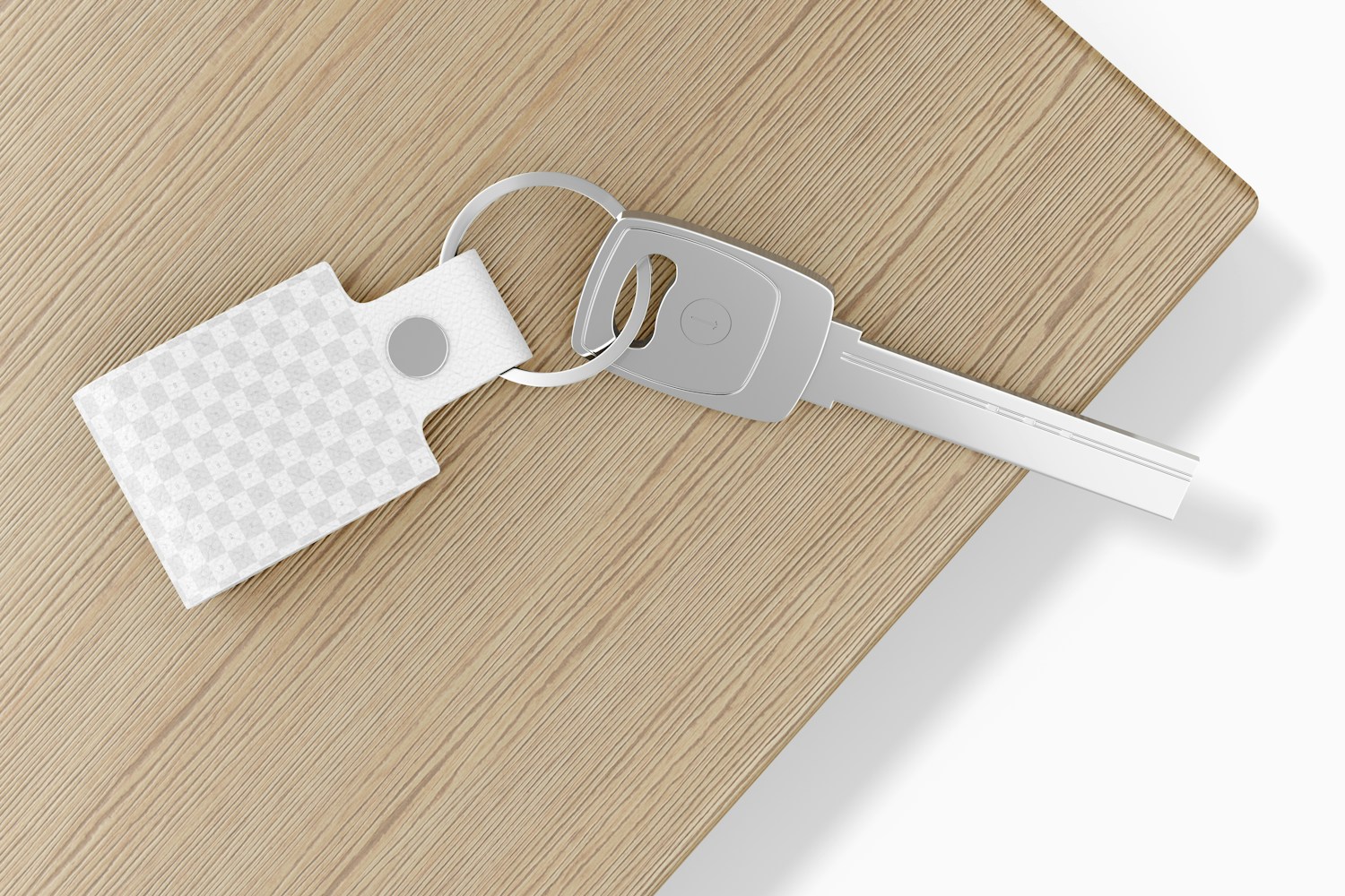 Leather Keychain Mockup, Top View Leather Keychain Mockup, Top View