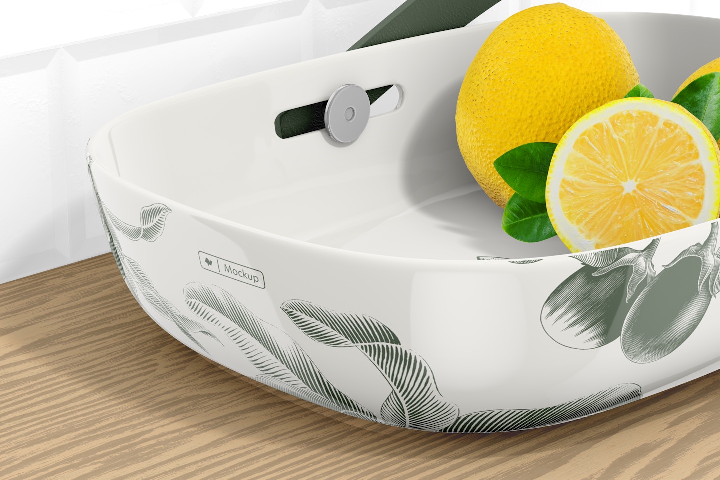 Fruit Bowl with Handle Mockup, Close Up
