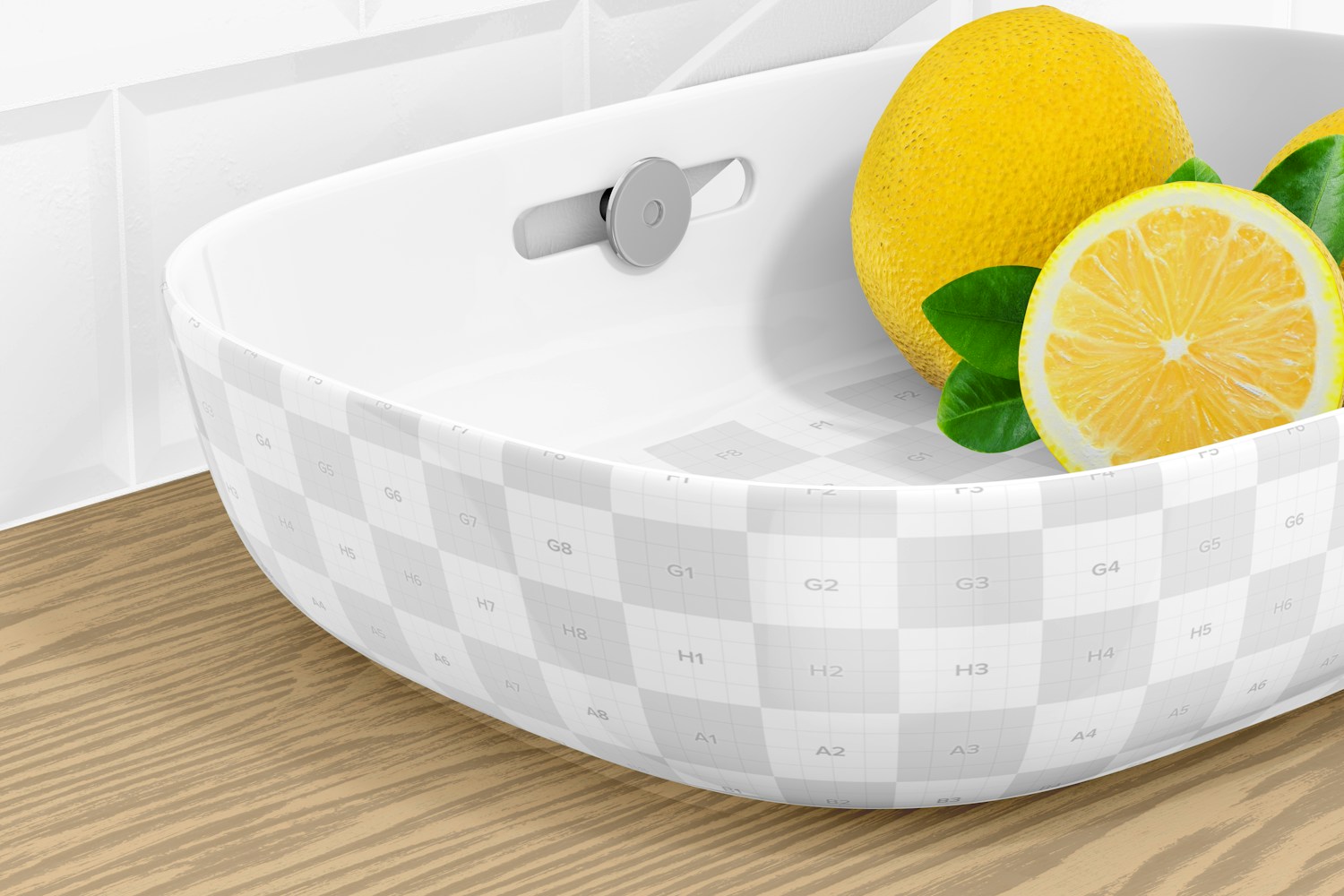 Fruit Bowl with Handle Mockup, Close Up
