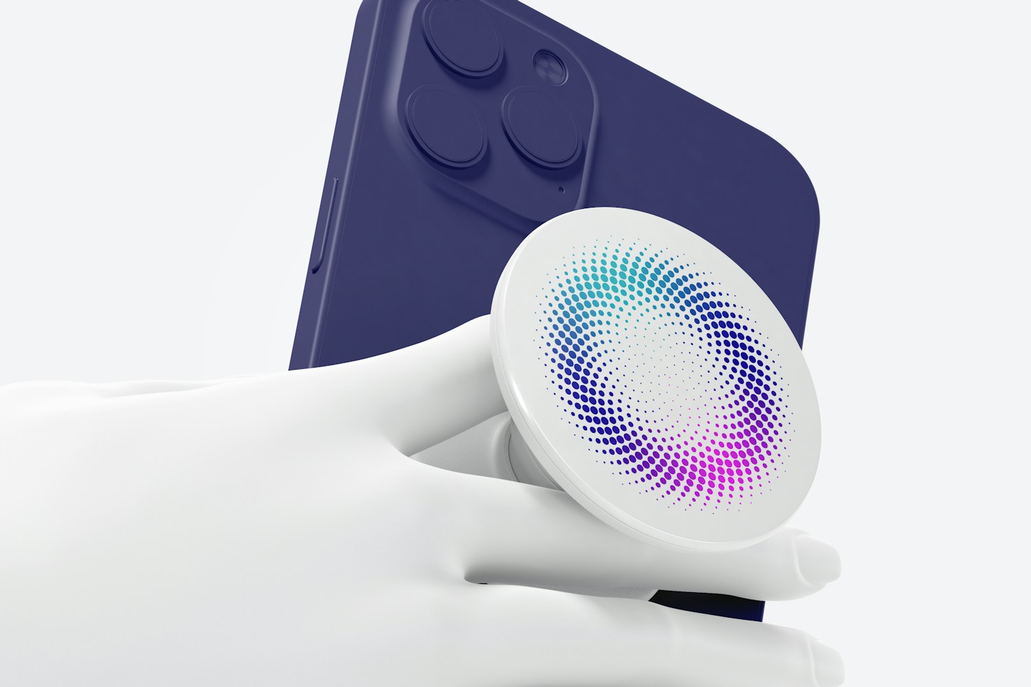Popsocket Mockup with Phone, Perspective View Popsocket Mockup with Phone, Perspective View