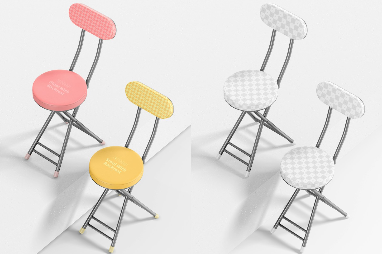 Stools with Backrest Mockup, Perspective